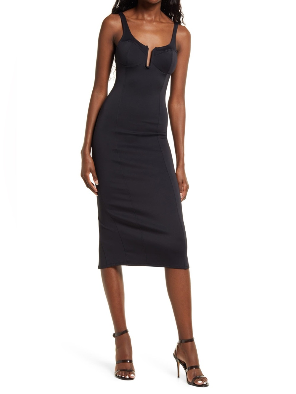 MSRP $139 Good American Corset Scuba Midi Dress Size 3 / Large